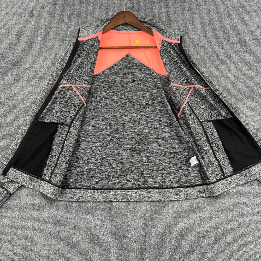 Xersion Full Zip Track Jacket Womens Medium Gray Space Dye Neon Pink Gym Running - Picture 9 of 11